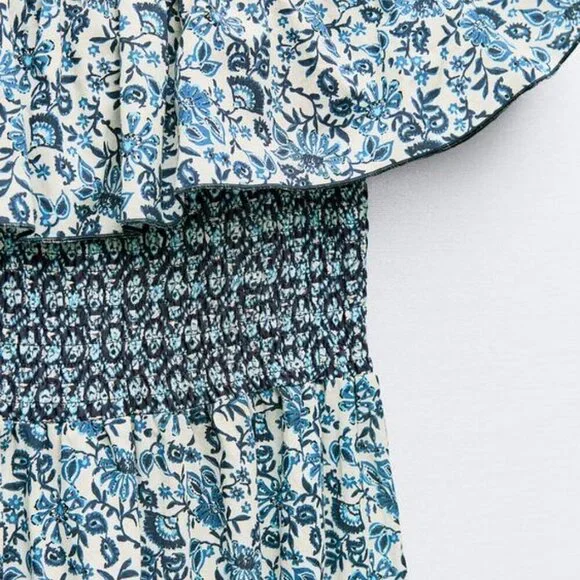 Zara PRINTED OFF THE SHOULDER DRESS NEW WITH TAG - Picture 5 of 5